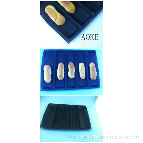 silicone perforated Bread Baking Forms 5 channels Sub roll bread baking tray woven glass fabric bread mold